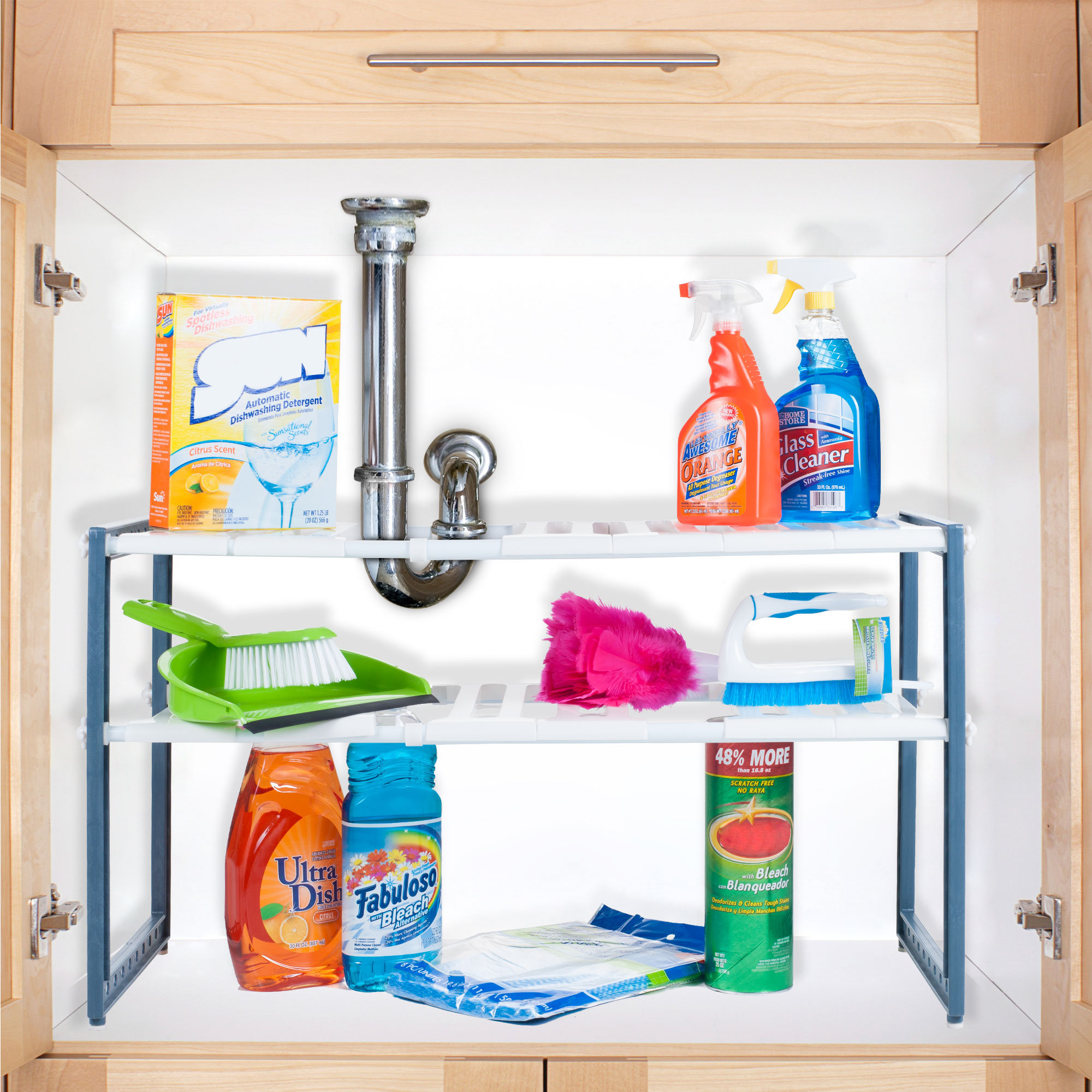 Stalwart 15.33" Adjustable Under Sink Two Shelf Shelving Unit & Reviews
